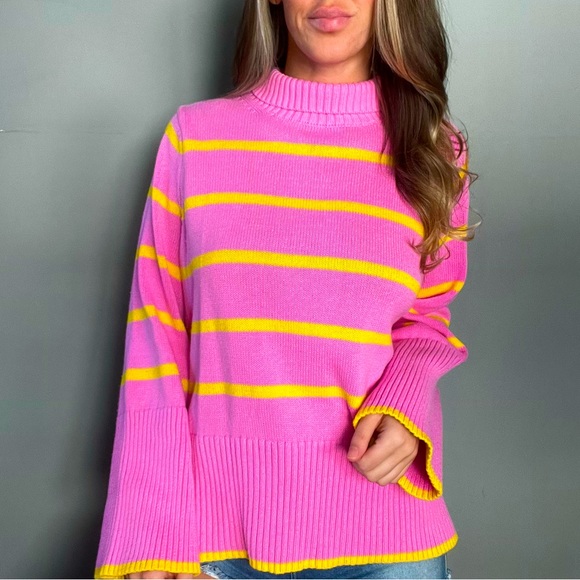 Sweaters - Super Cute Heavy Knit Striped Turtleneck Sweater
